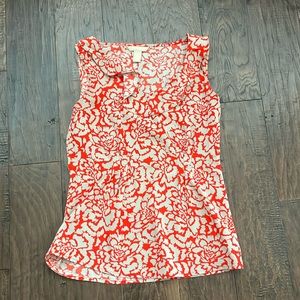 Banana Republic red and taupe sleeveless blouse